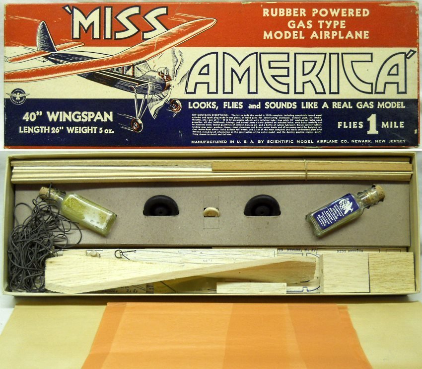 Scientific Miss America Gas 40 Inch Wingspan Free Flight Model plastic model kit